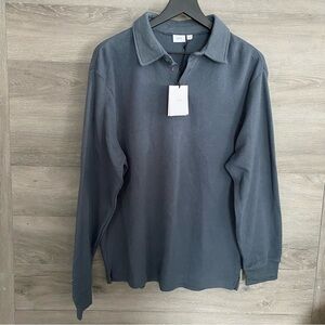 Onia Mens Classic Waffle Long Sleeve Polo NWT